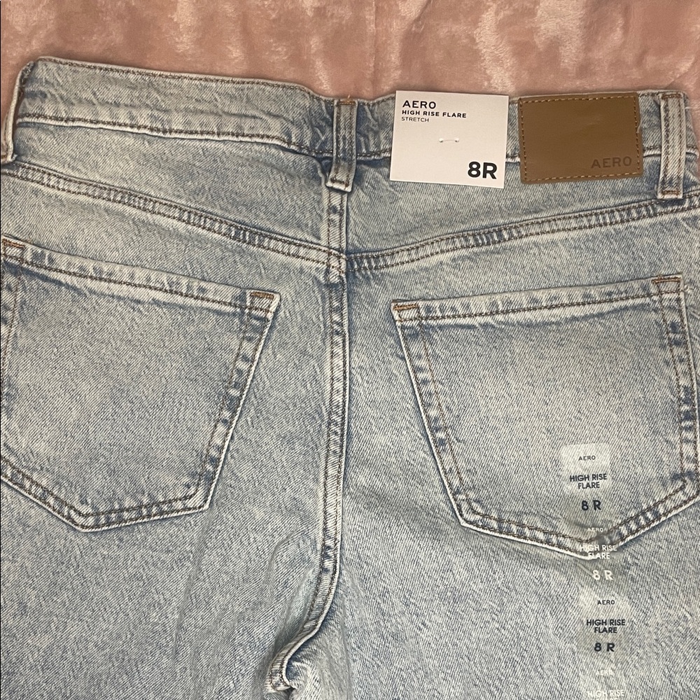 Aeropostale Light Blue Distressed Flare Jeans - Picture 4 of 5
